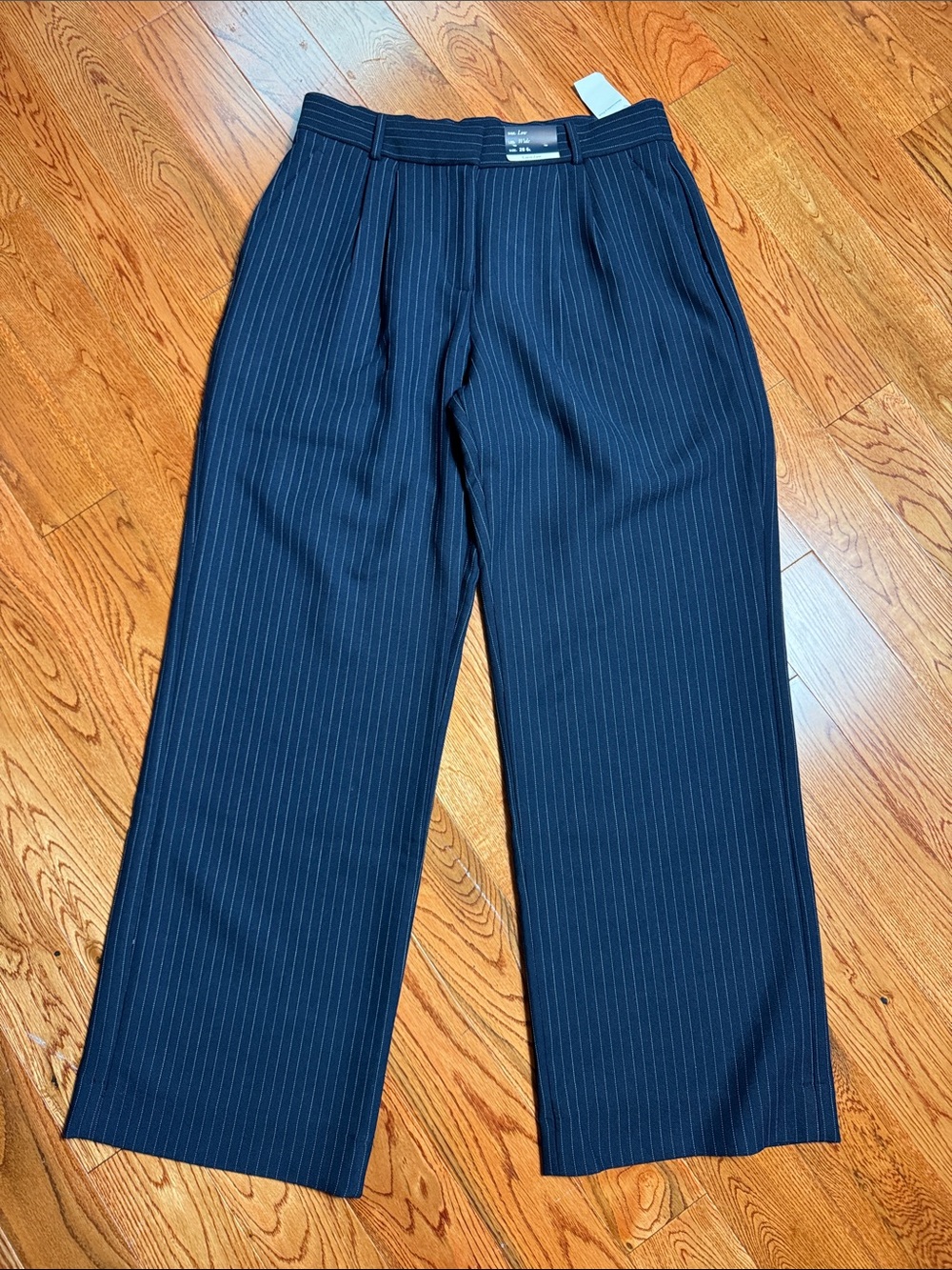 Abercrombie & Fitch Navy Pinstripe Wide-Leg Trousers